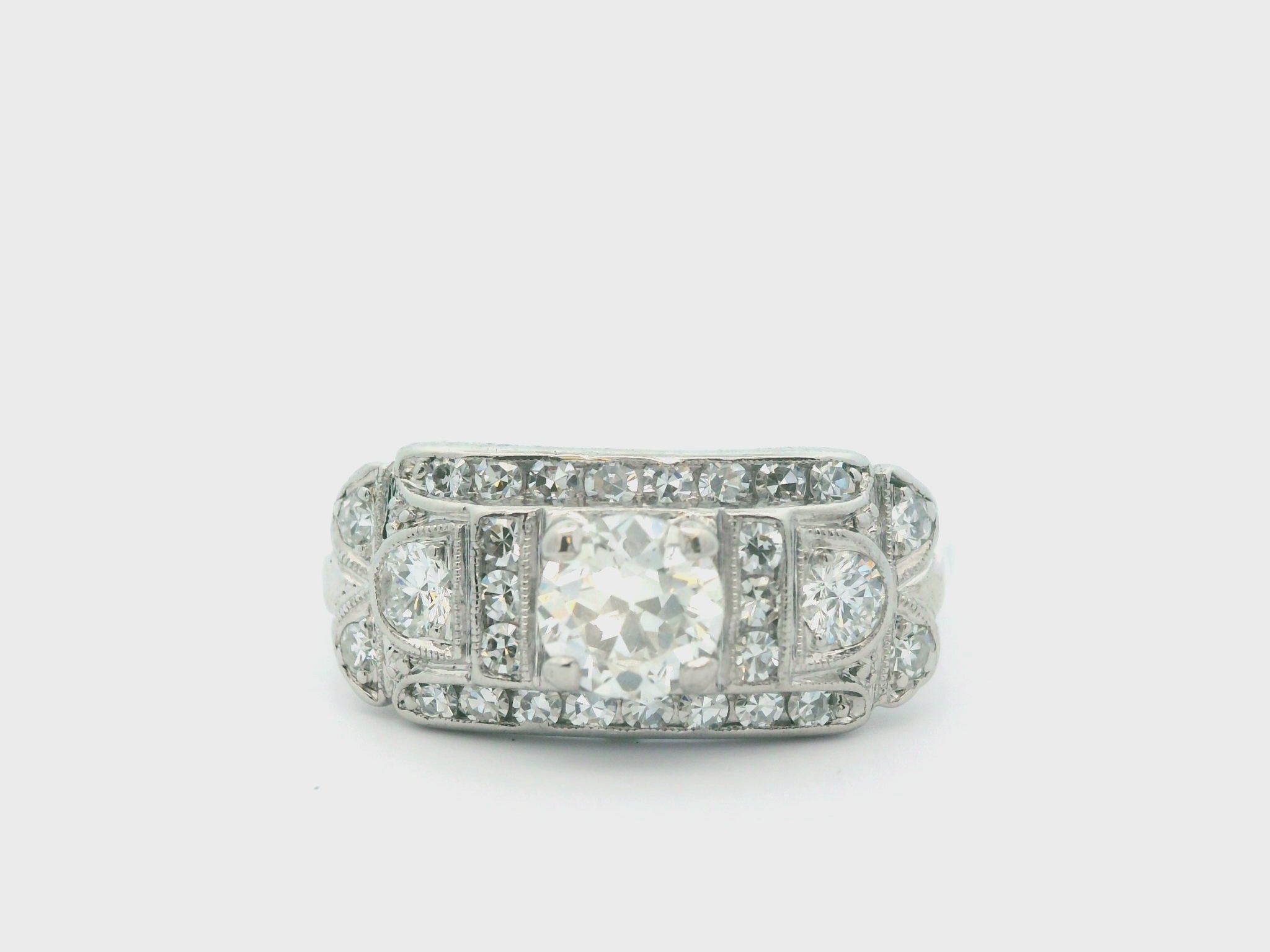 14k White Gold & Palladium Vintage Diamond Ring