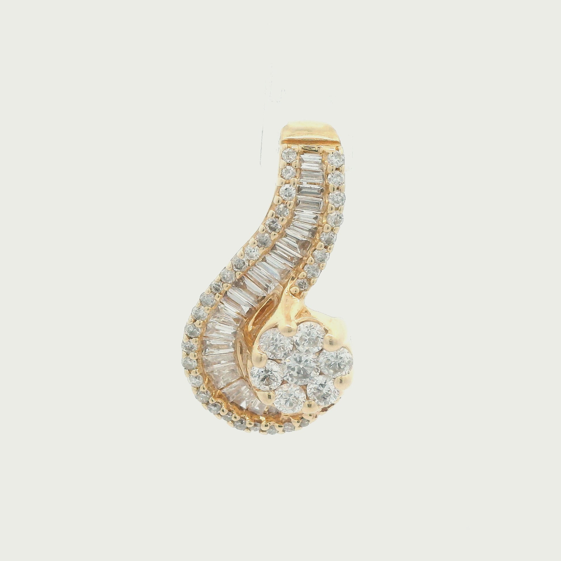 14k Yellow Gold Diamond Swirl Pendant