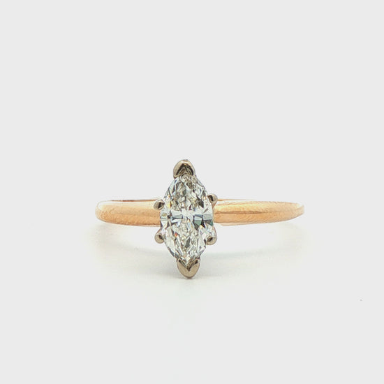 14k Yellow Gold Marquise Diamond Engagement Ring
