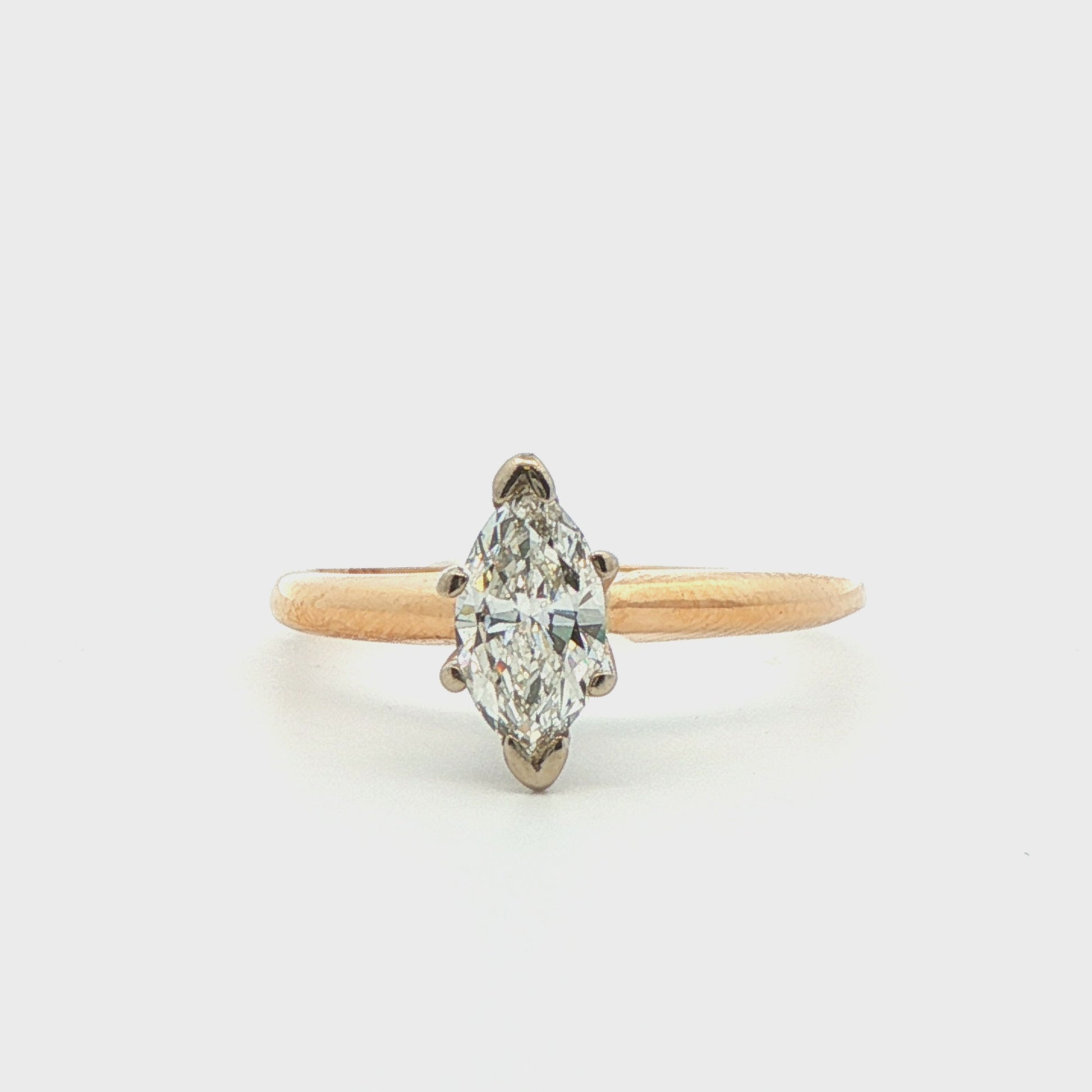 14k Yellow Gold Marquise Diamond Engagement Ring
