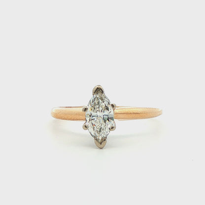 14k Yellow Gold Marquise Diamond Engagement Ring