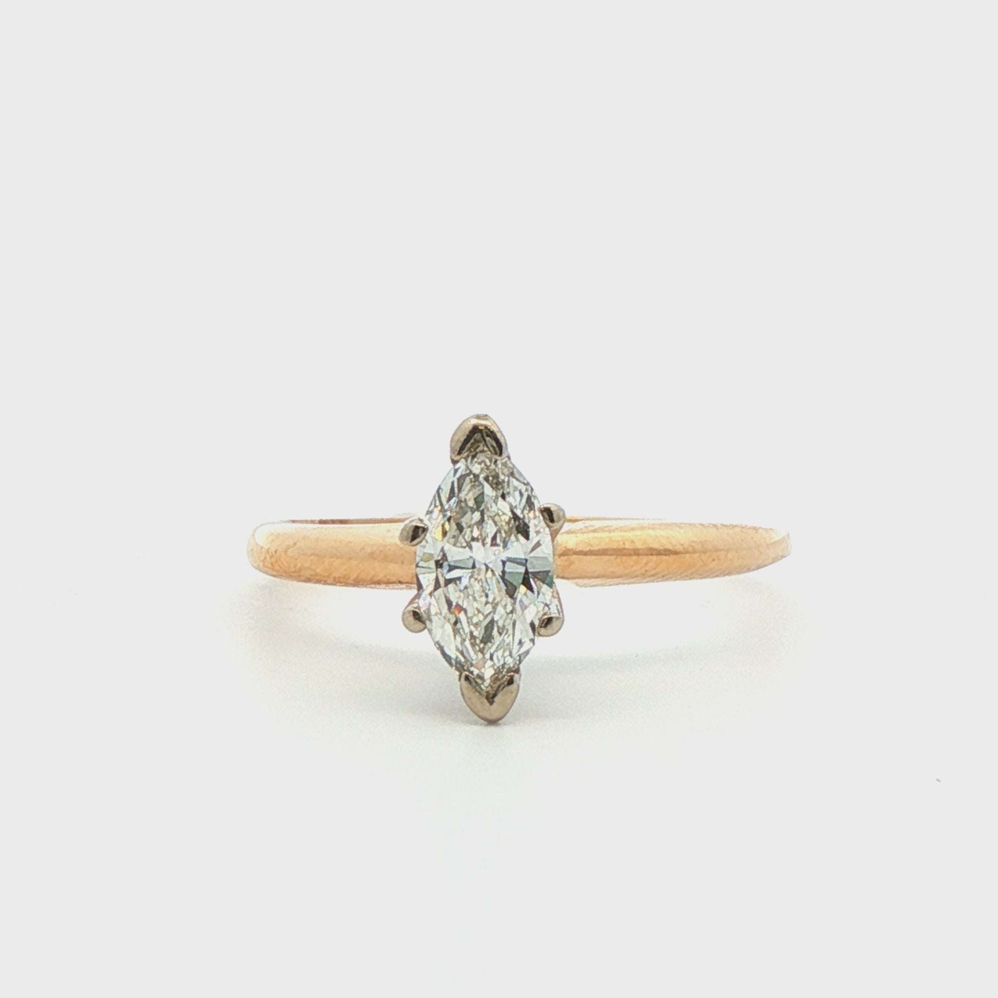 14k Yellow Gold Marquise Diamond Engagement Ring
