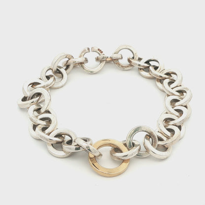 Tiffany & Co. Sterling Silver & 18K Yellow Gold Circle Link Bracelet