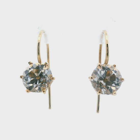 1890 Victorian 14 Karat Yellow Gold Silver Topaz Drop Earrings