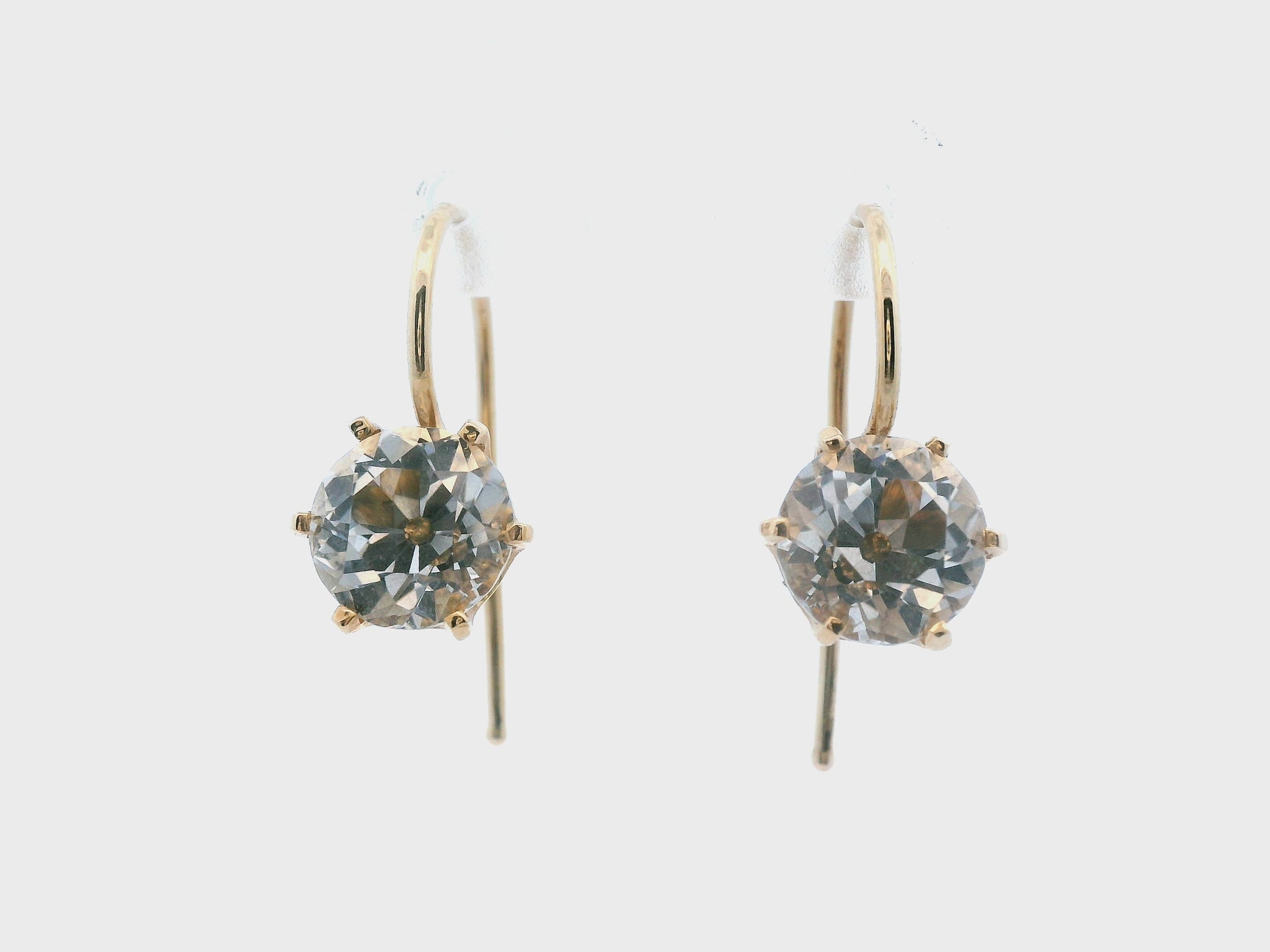 1890 Victorian 14 Karat Yellow Gold Silver Topaz Drop Earrings
