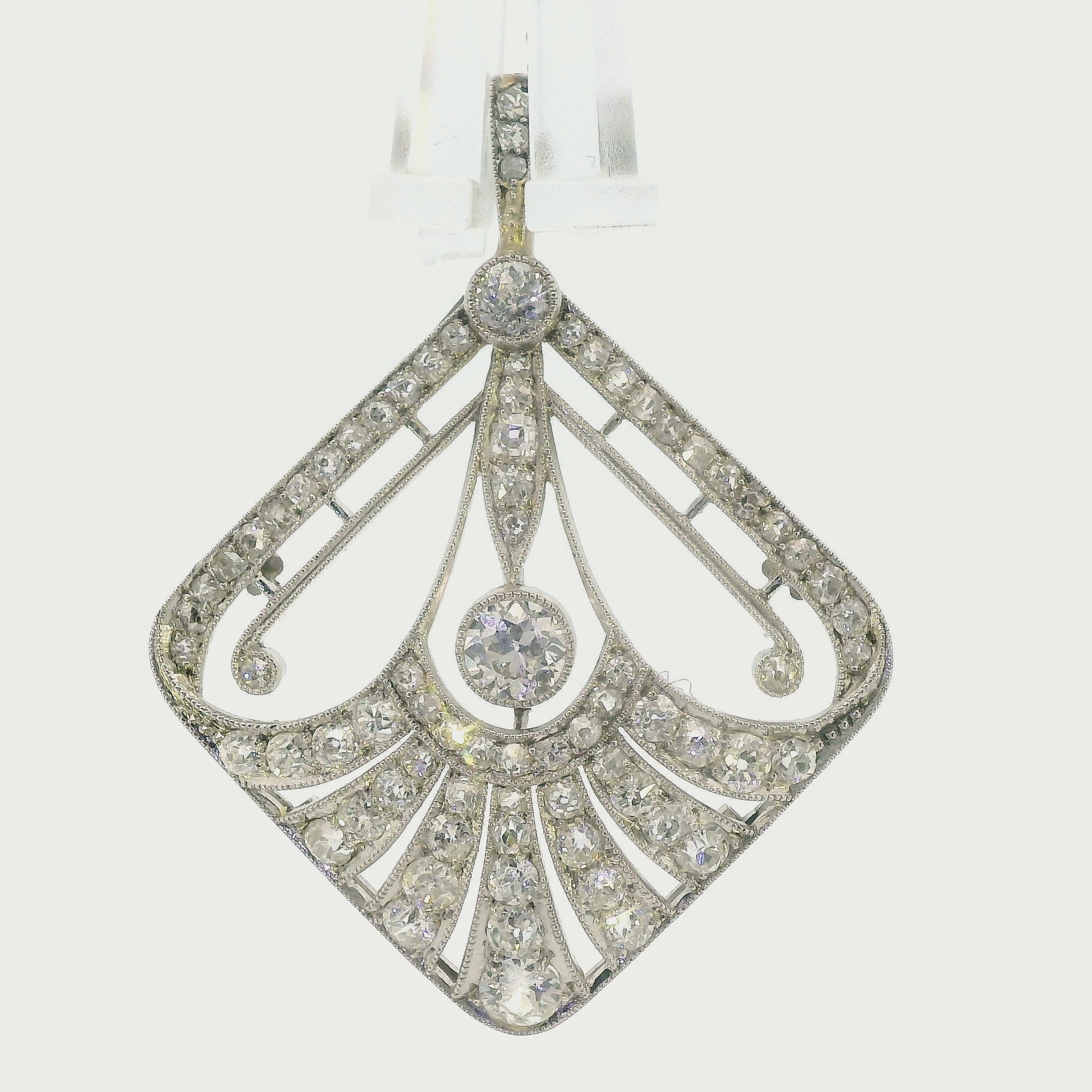 Edwardian Platinum and Mixed Cut Diamond Pendant 1.5CT