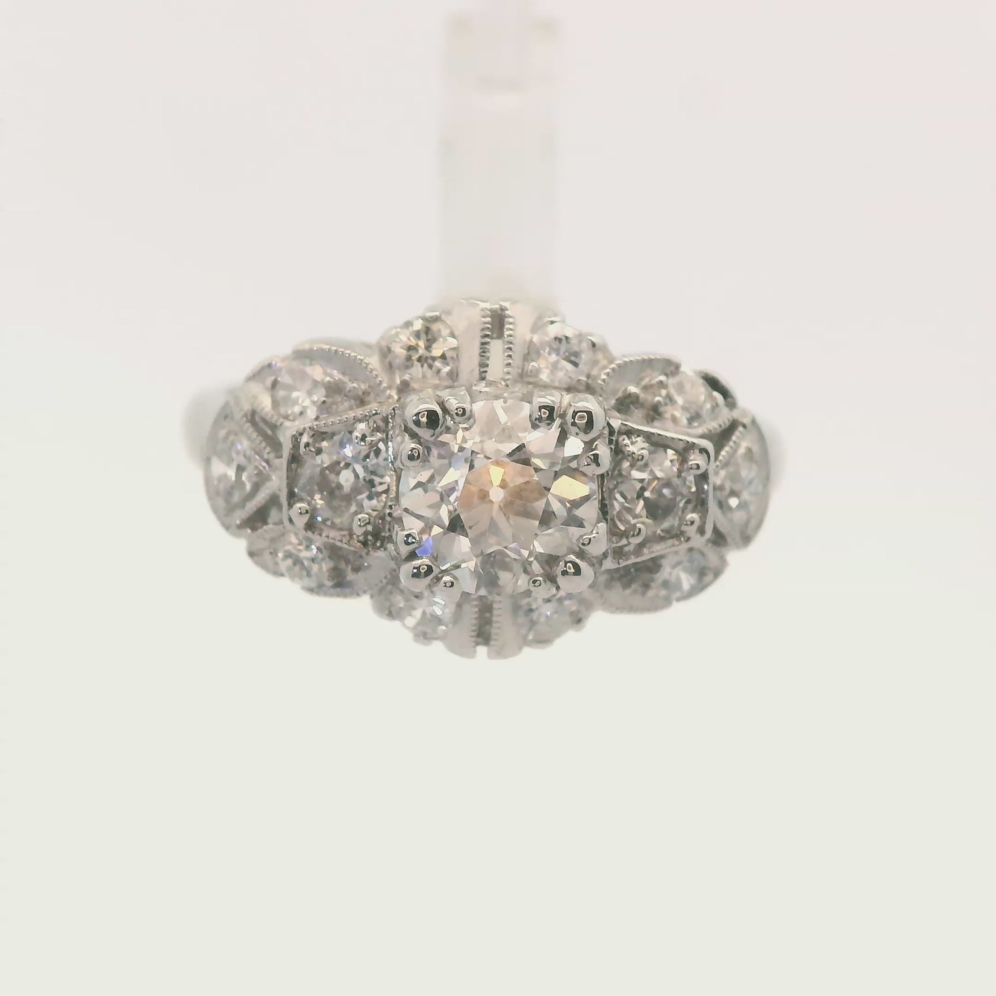 1920s Platinum Old European Cut Diamond Deco Engagement Ring 1 ct+ w/ appraisal