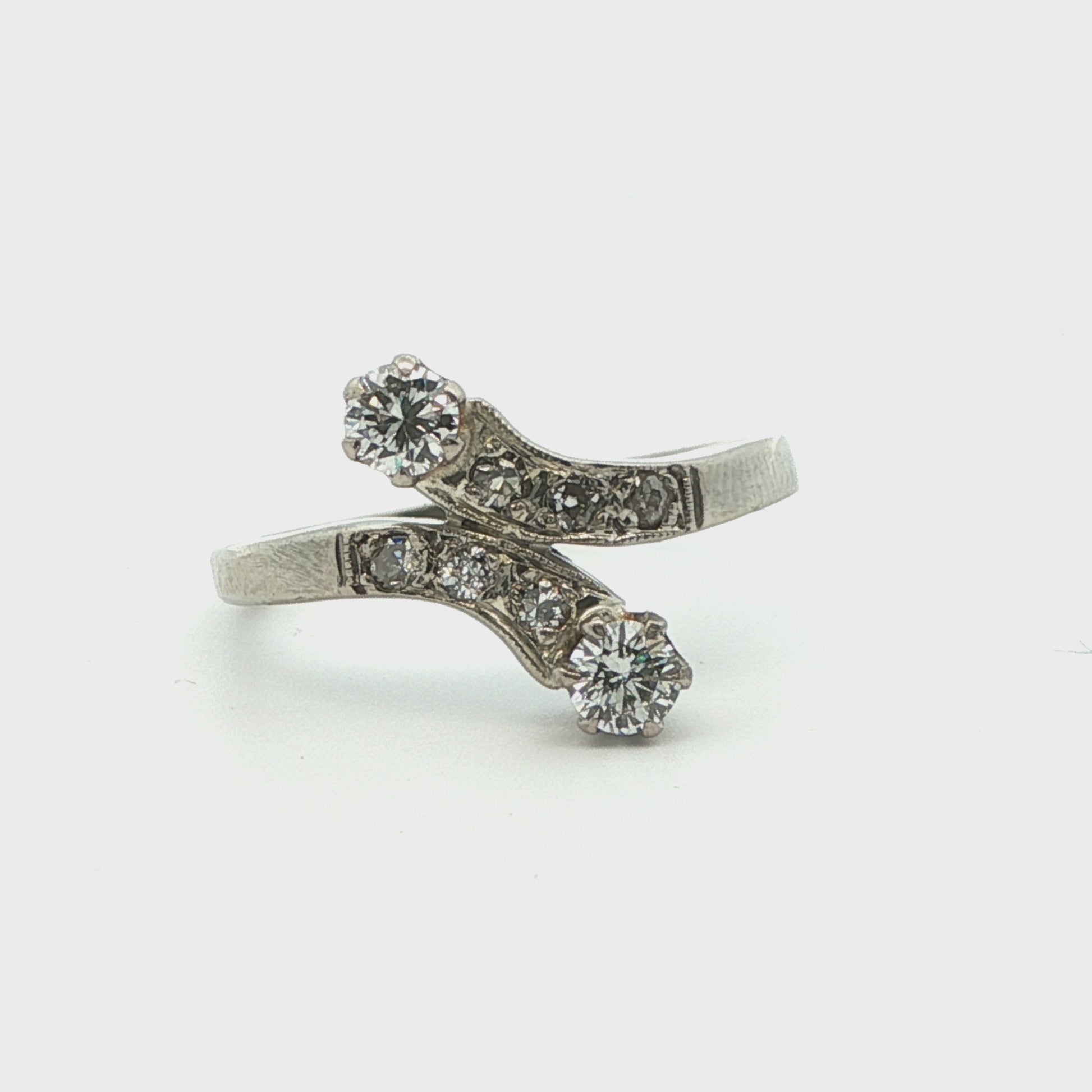 1925 Art Deco Platinum & Diamond Bypass Ring