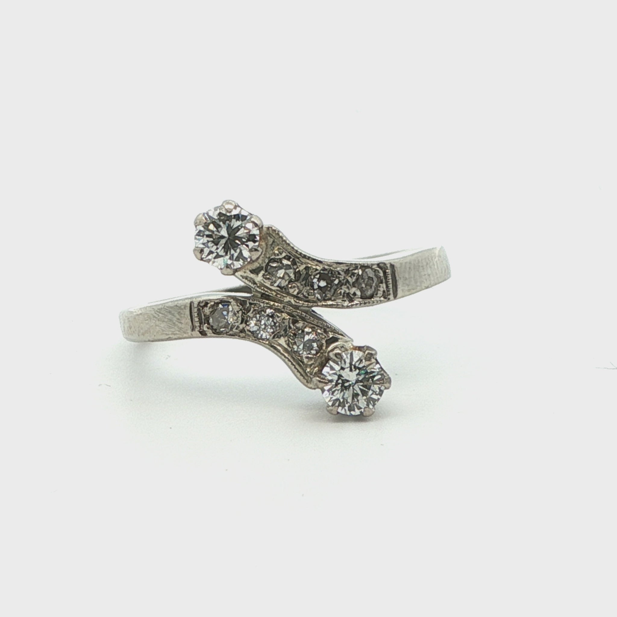 1925 Art Deco Platinum & Diamond Bypass Ring