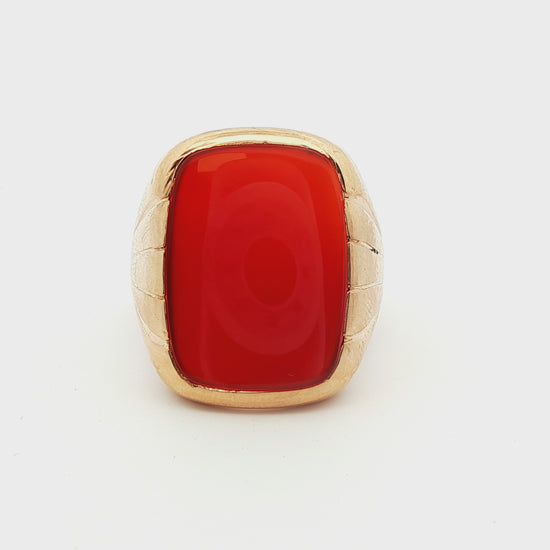 10k Yellow Gold & Carnelian 1910 Edwardian Ring