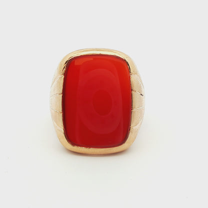 10k Yellow Gold & Carnelian 1910 Edwardian Ring