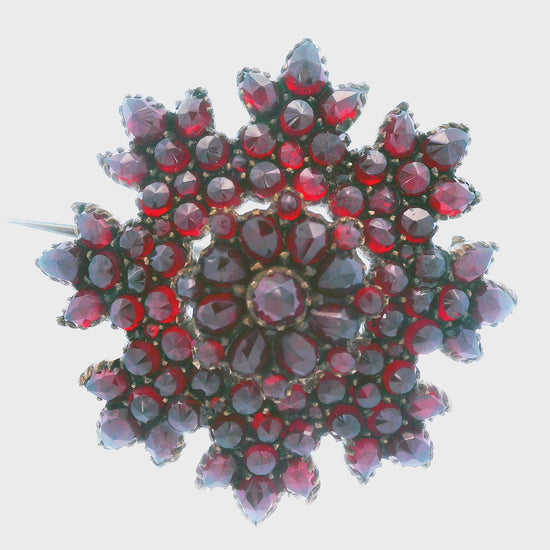 Victorian Garnet Flower Brooch/Pin