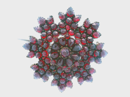 Victorian Garnet Flower Brooch/Pin
