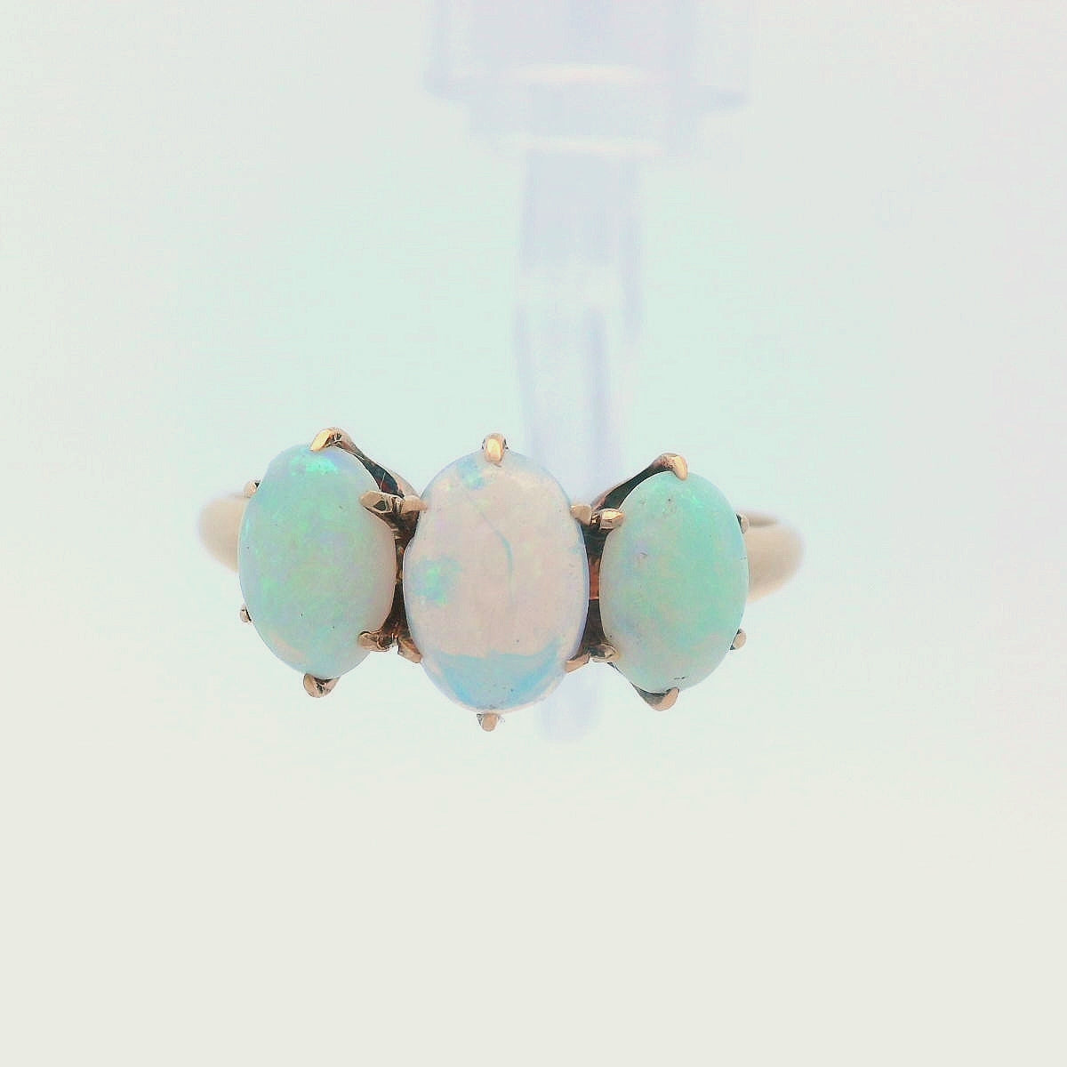 Victorian 20k Yellow Gold 3 Stone Opal Ring Ca 1890