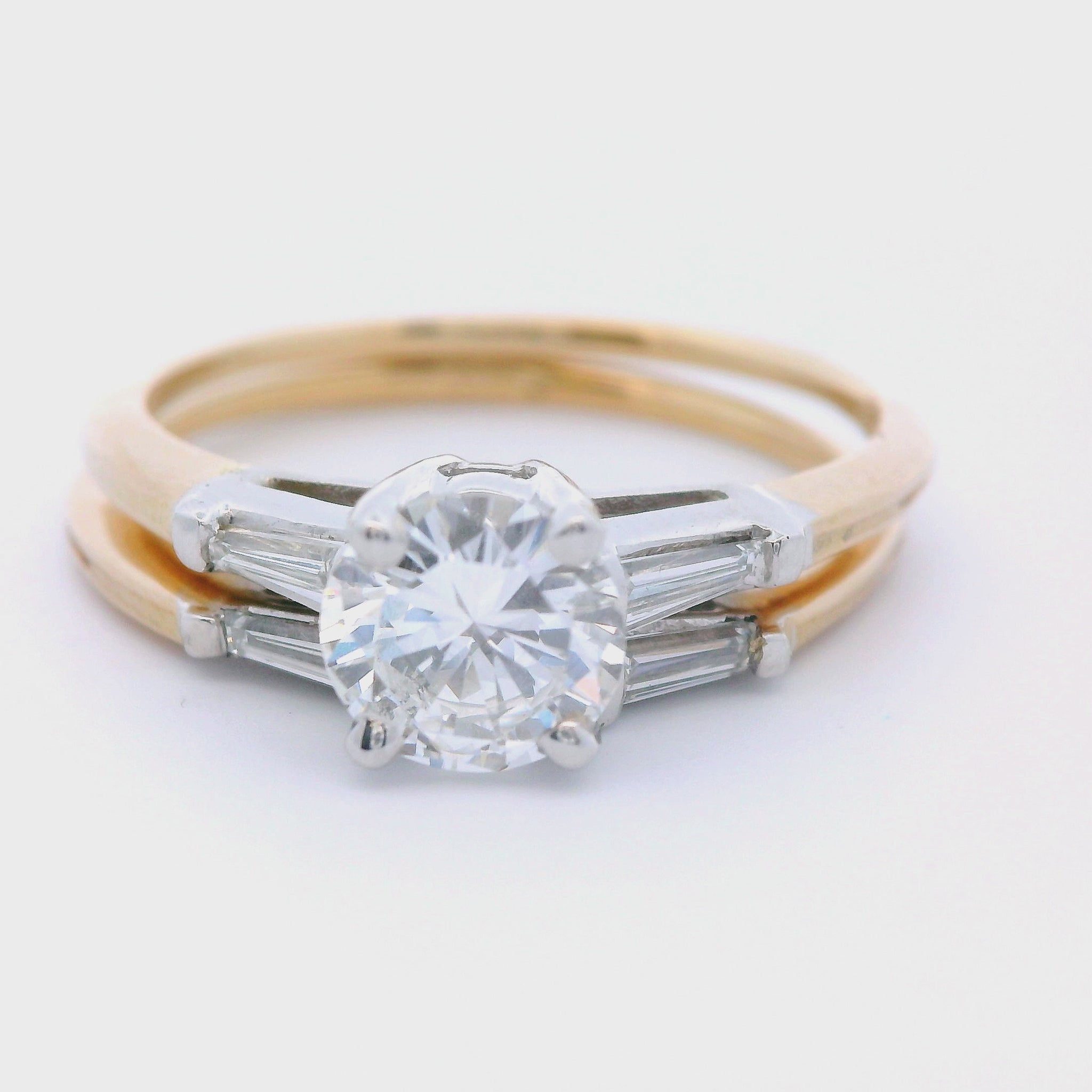 14k Two Tone Engagement Ring & Wedding Band Set
