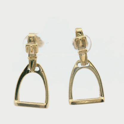 14k Yellow Gold Van Dell Horse Stirrup Earrings